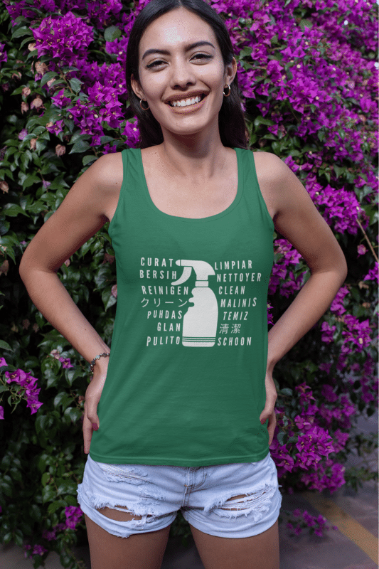 Clean In Every Language Savvy Cleaner Funny Cleaning Shirts Classic Tank Top
