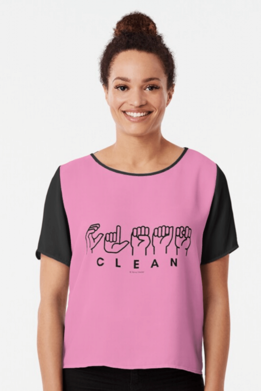 Clean Sign Language Savvy Cleaner Funny Cleaning Shirts Chiffon Top