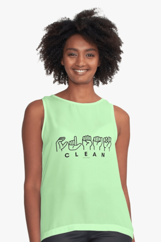 Clean Sign Language Savvy Cleaner Funny Cleaning Shirts Sleeveless Top