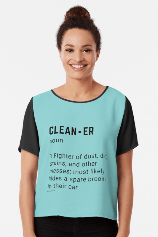 Cleaner Noun Savvy Cleaner Funny Cleaning Shirts Chiffon Top
