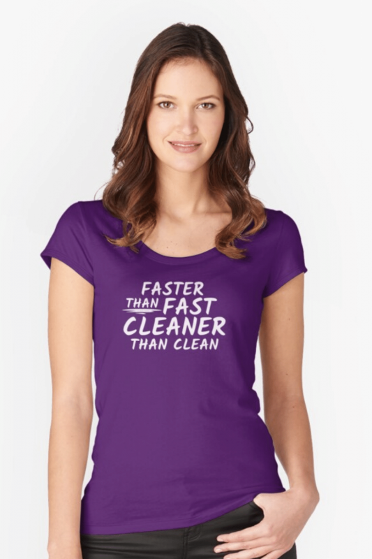 Cleaner Than Clean Savvy Cleaner Funny Cleaning Shirts Fitted Scoop Tee