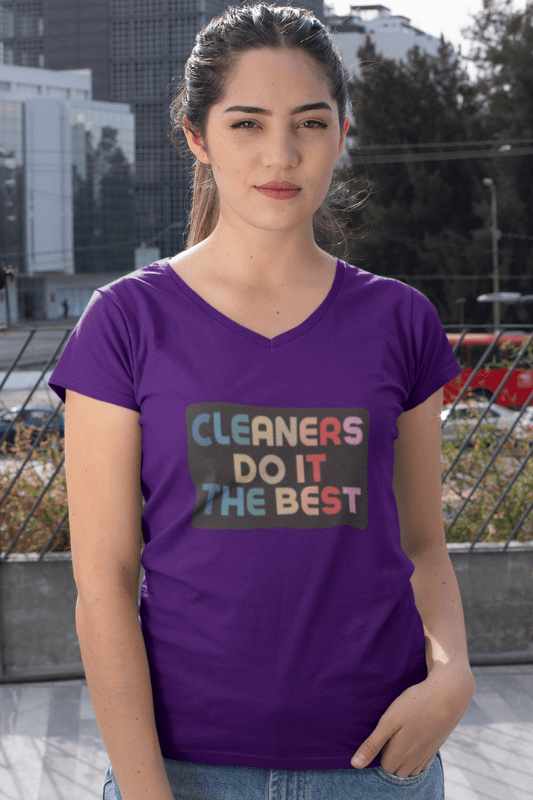 Cleaners Do It Best Savvy Cleaner Funny Cleaning Shirts Women's Premium V-Neck T-Shirt