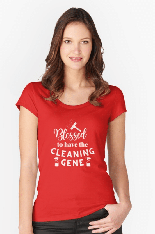 Cleaning Gene Savvy Cleaner Funny Cleaning Shirts Fitted Scoop T-Shirt