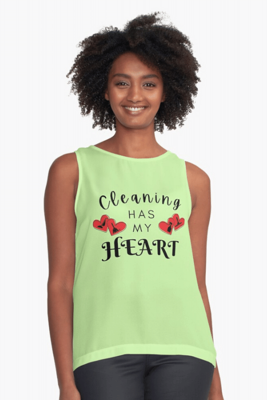 Cleaning Has My Heart Savvy Cleaner Funny Cleaning Shirts Sleeveless Top