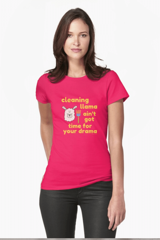 Cleaning Llama Savvy Cleaner Funny Cleaning Shirts Fitted T-Shirt