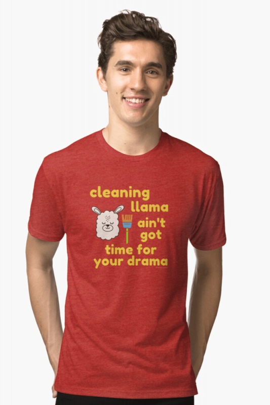 Cleaning Llama, Savvy Cleaner Funny Cleaning Shirts, Triblend Shirt