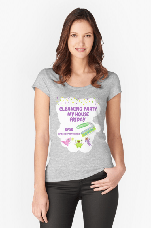 Cleaning Party, Savvy Cleaner Funny Cleaning Shirts, Fitted Scoop Shirt