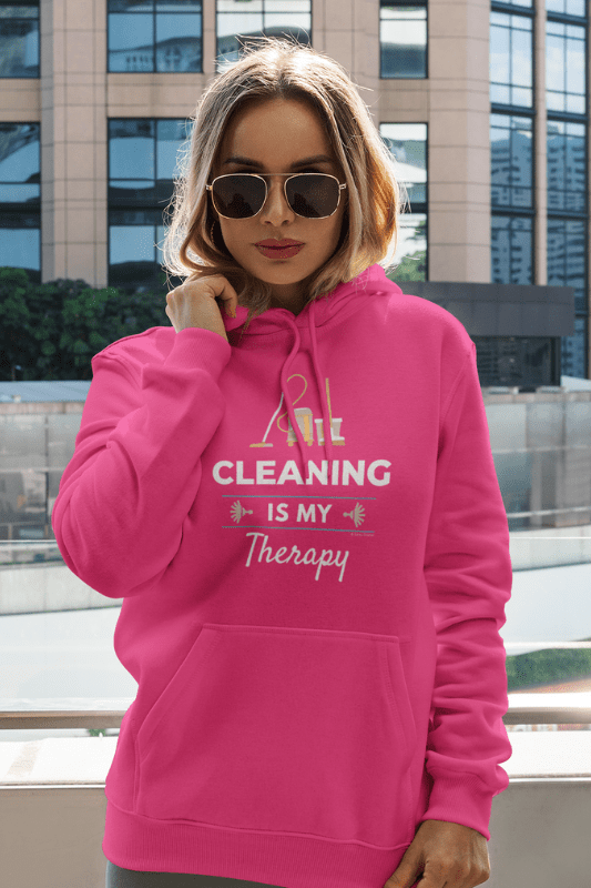 Cleaning is My Therapy Savvy Cleaner Funny Cleaning Shirts Classic Pullover Hoodie