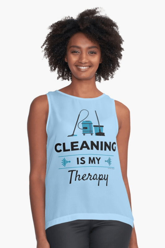 Cleaning is My Therapy Savvy Cleaner Funny Cleaning Shirts Classic Sleeveless Top