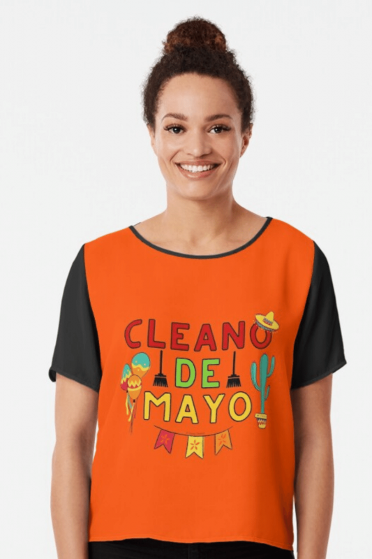 Cleano De Mayo Savvy Cleaner Funny Cleaning Shirts Chiffon Top