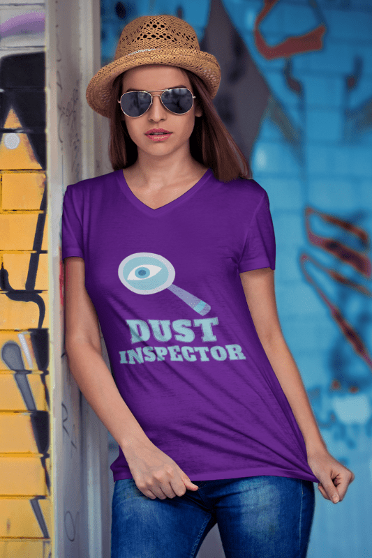 Dust Inspector Savvy Cleaner Funny Cleaning Shirts Women's Premium V-Neck T-Shirt