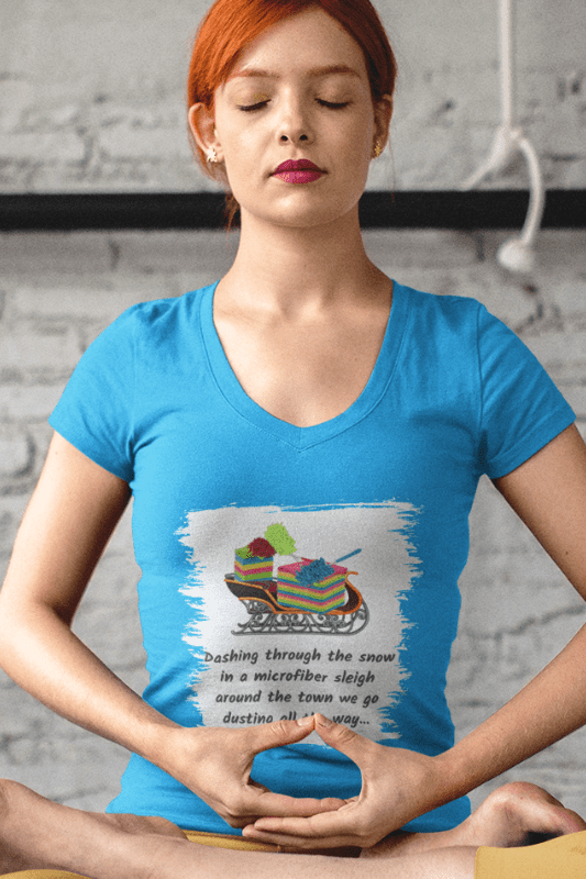 Dusting All The Way Savvy Cleaner Funny Cleaning Shirts Women's Classic V-Neck T-Shirt