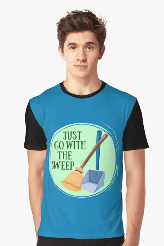 Go With the Sweep Savvy Cleaner Funny Cleaning Shirts Graphic Tee