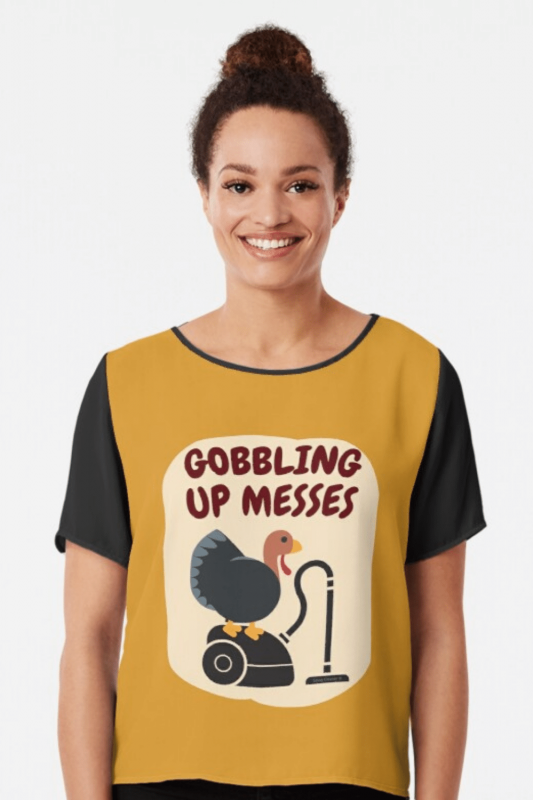 Gobbling Up Messes Savvy Cleaner Funny Cleaning Shirts Chiffon Top