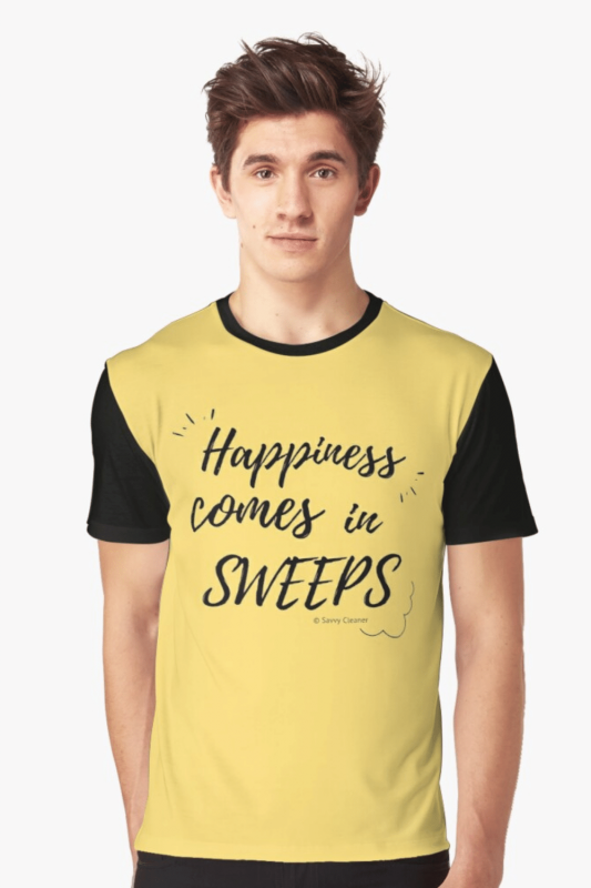 Happiness Comes in Sweeps Savvy Cleaner Funny Cleaning Shirts Graphic T-Shirt