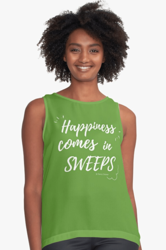 Happiness Comes in Sweeps Savvy Cleaner Funny Cleaning Shirts Sleeveless Top