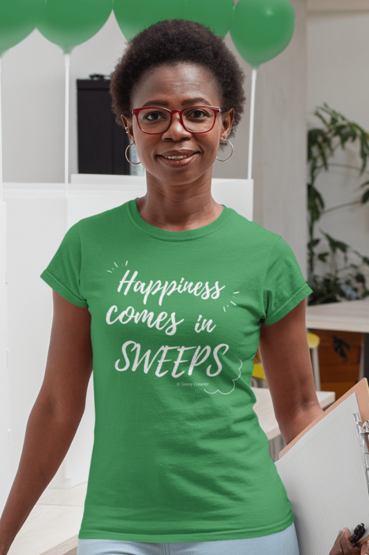 Happiness Comes in Sweeps Savvy Cleaner Funny Cleaning Shirts Women's Standard T-Shirt