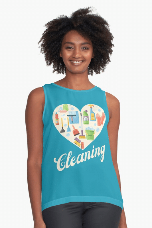 Heart Cleaning Savvy Cleaner Funny Cleaning Shirts Sleeveless Tee