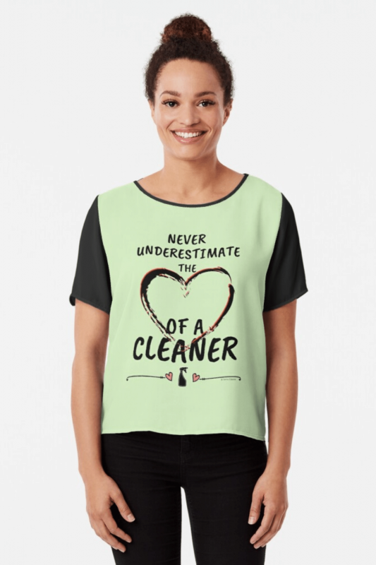 Heart Of A Cleaner Savvy Cleaner Funny Cleaning Shirts Chiffon Top