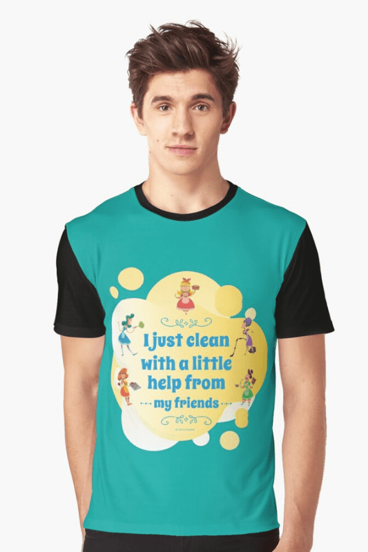 Help from My Friends Savvy Cleaner Funny Cleaning Shirts Graphic Tee