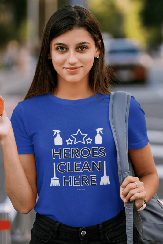 Heroes Clean Here Savvy Cleaner Funny Cleaning Shirts Women's Boyfriend T-Shirt