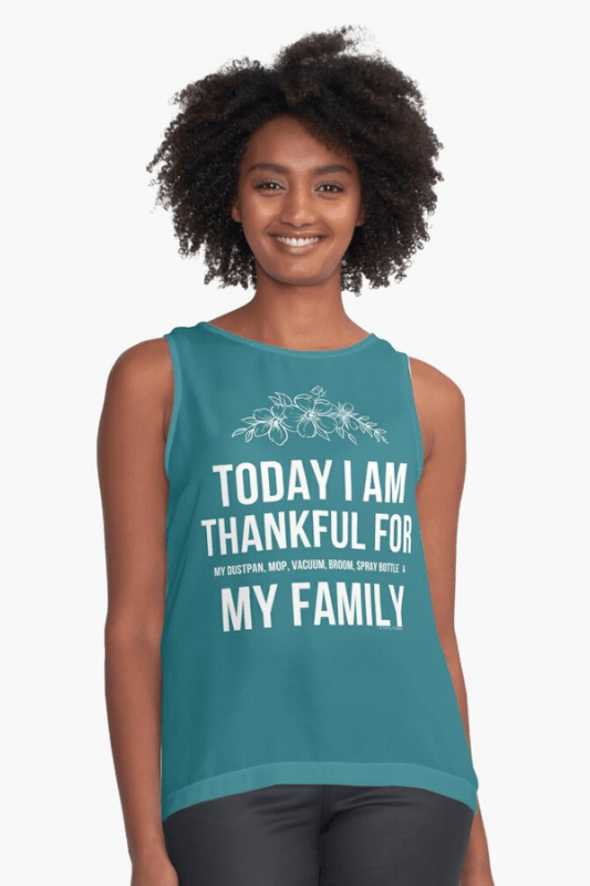 I Am Thankful Savvy Cleaner Funny Cleaning Shirts Sleeveless Top