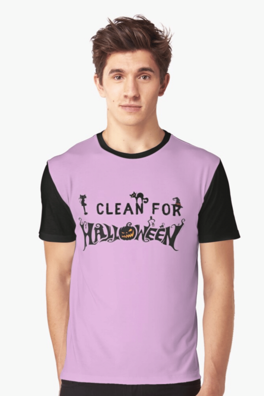 I Clean for Halloween Savvy Cleaner Funny Cleaning Shirts Graphic Tee