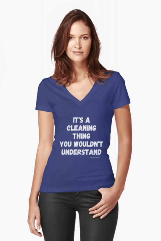 It's a Cleaning Thing, Savvy Cleaner, Funny Cleaning Shirts, V-neck shirt