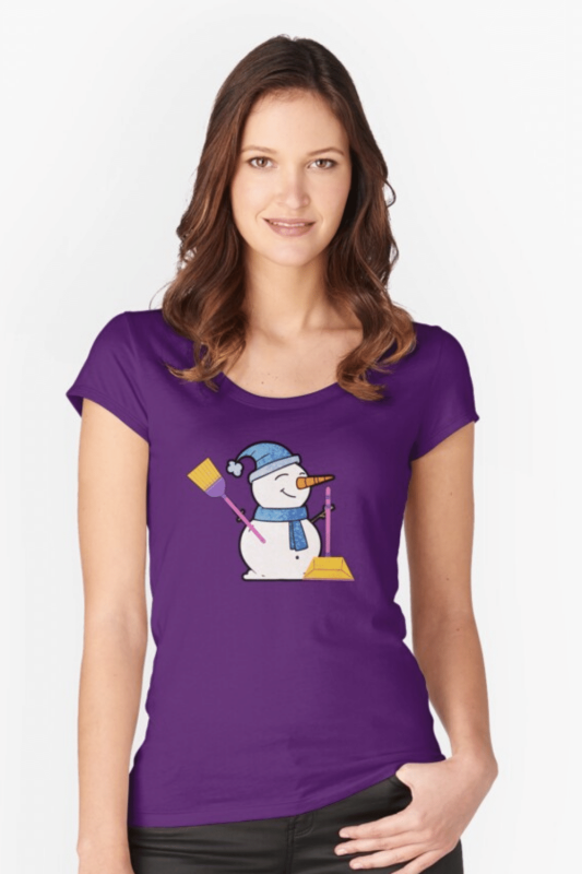 Janitor Snowman Savvy Cleaner Funny Cleaning Shirts Fitted Scoop T-Shirt