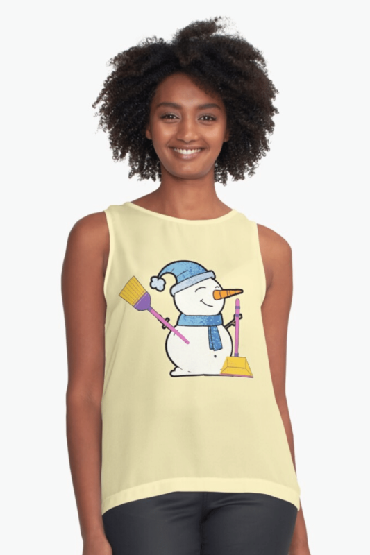 Janitor Snowman Savvy Cleaner Funny Cleaning Shirts Sleeveless Top