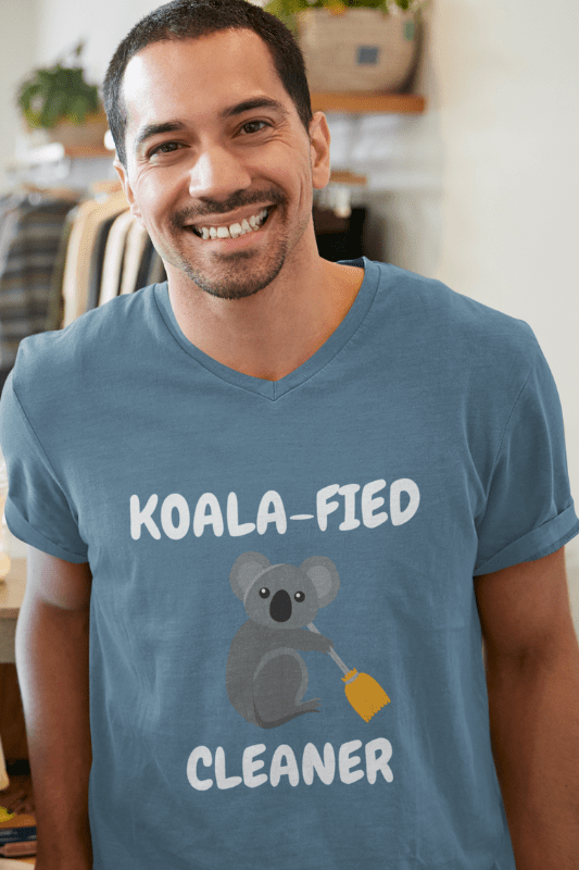Koalafied Cleaner Savvy Cleaner Funny Cleaning Shirts Premium V-Neck T-Shirt