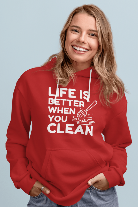 Life is Better When You Clean Savvy Cleaner Funny Cleaning Shirts Premium Pullover Hoodie