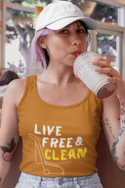 Live Free and Clean, Savvy Cleaner Funny Cleaning Shirts, Classic Tank Top