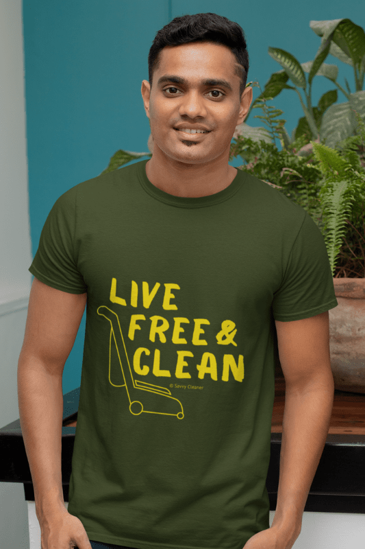 Live Free and Clean, Savvy Cleaner Funny Cleaning Shirts, Premium T-Shirt