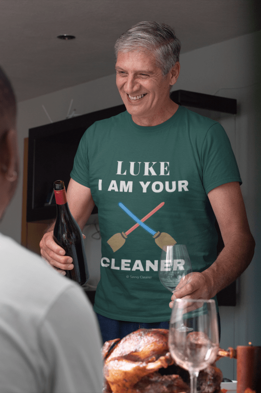 Luke I Am Your Cleaner, Savvy Cleaner T-Shirt, Senior Man in Emerald