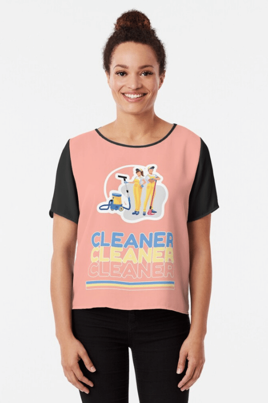 Retro Cleaner Savvy Cleaner Funny Cleaning Shirts Chiffon Top