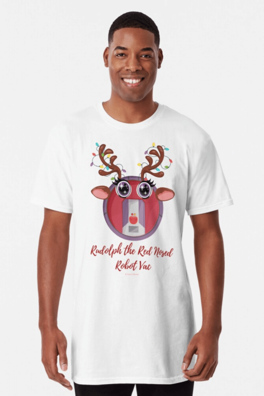 Rudolph the Red Nosed Robot Vac Savvy Cleaner Funny Cleaning Shirts Long Tee