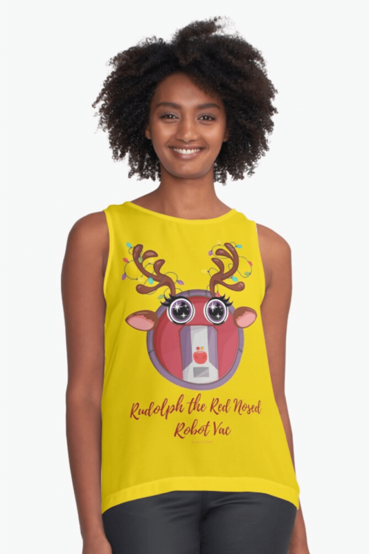 Rudolph the Red Nosed Robot Vac Savvy Cleaner Funny Cleaning Shirts Sleeveless Top
