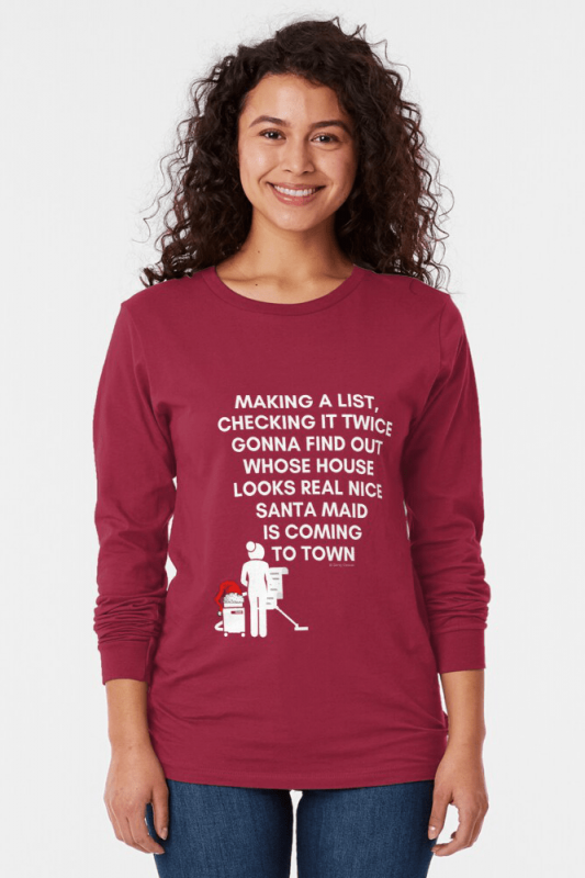 Santa Maid, Savvy Cleaner Funny Cleaning Shirts, Long sleeved shirt