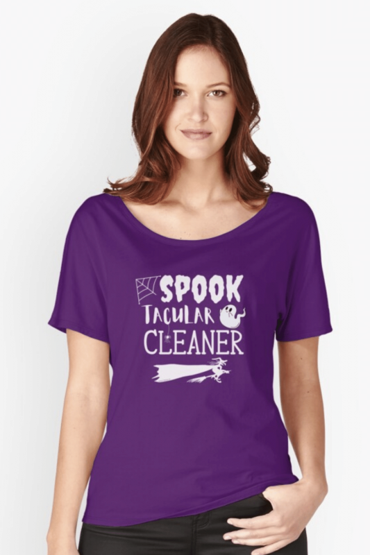 Spooktacular Cleaner Savvy Cleaner Funny Cleaning Shirts Relaxed Fit Scoop Tee