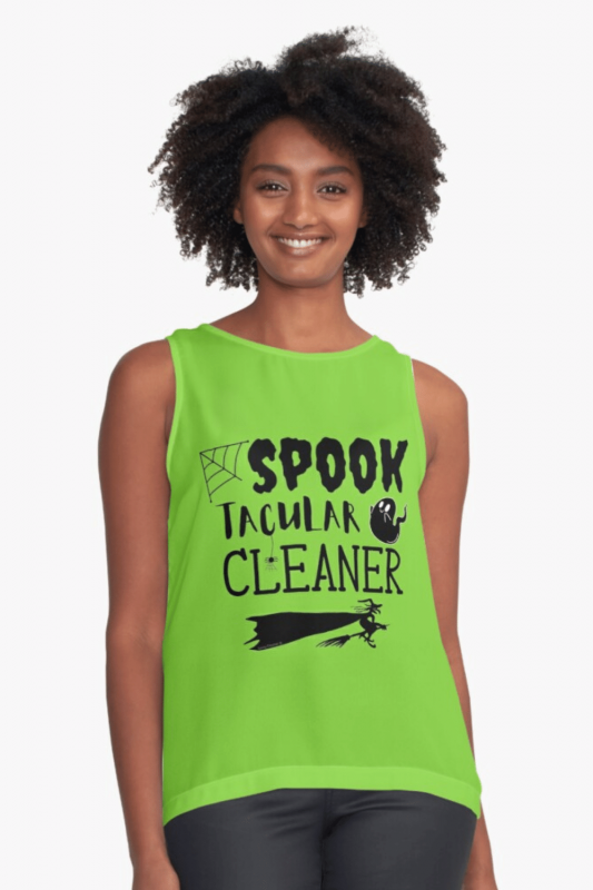 Spooktacular Cleaner Savvy Cleaner Funny Cleaning Shirts Sleeveless Top