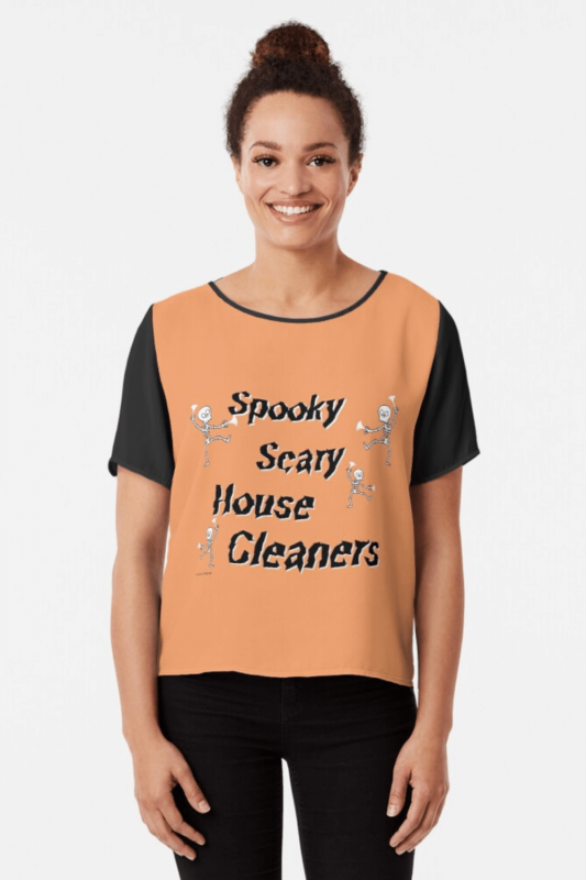 Spooky House Cleaners Savvy Cleaner Funny Cleaning Shirts Chiffon Top