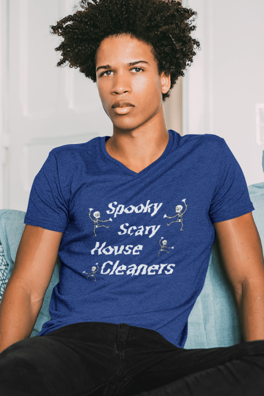 Spooky House Cleaners Savvy Cleaner Funny Cleaning Shirts Premium V-Neck T-Shirt