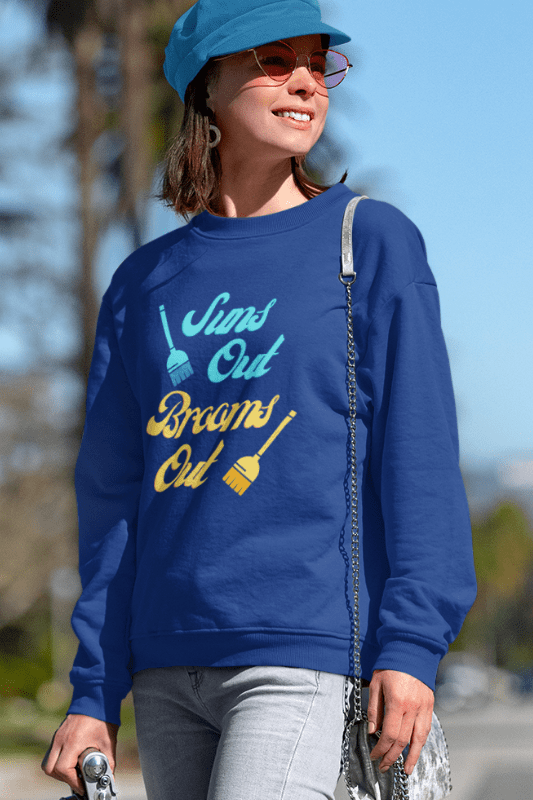 Suns Out Brooms Out, Savvy Cleaner Funny Cleaning Shirts, Classic Crewneck Sweatshirt