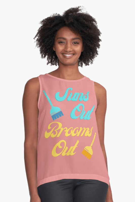 Suns Out Brooms Out, Savvy Cleaner Funny Cleaning Shirts, Sleeveless shirt