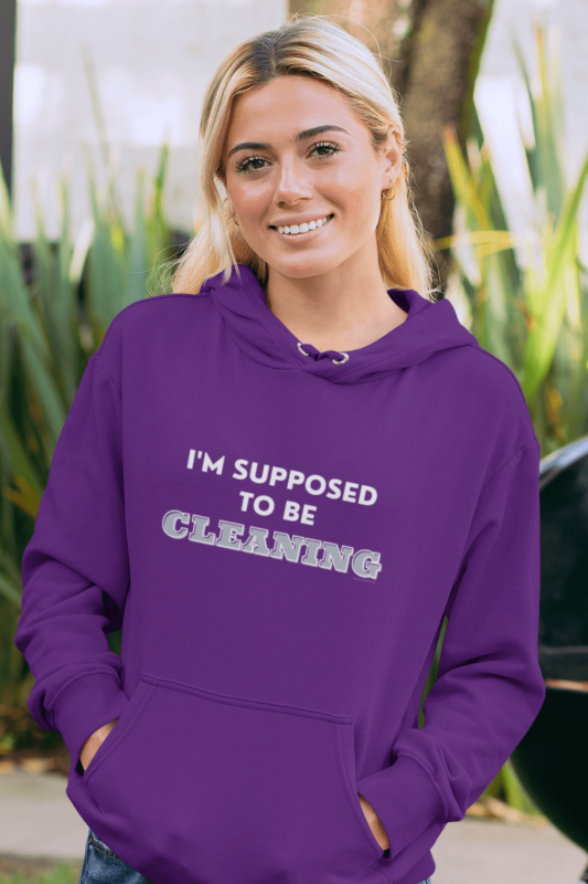 Supposed to Be Cleaning Savvy Cleaner Funny Cleaning Shirts Classic Pullover Hoodie