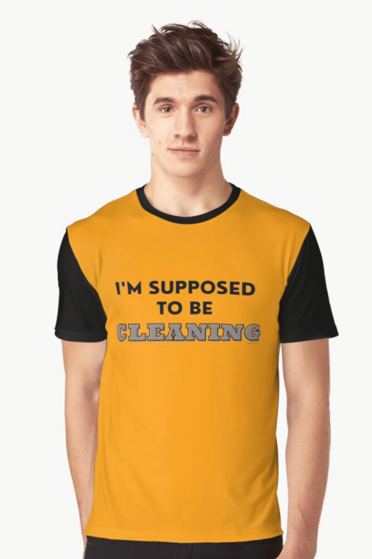Supposed to Be Cleaning Savvy Cleaner Funny Cleaning Shirts Graphic T-Shirt