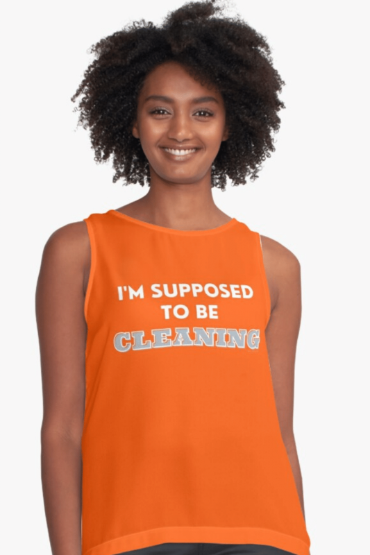 Supposed to Be Cleaning Savvy Cleaner Funny Cleaning Shirts Sleeveless Top