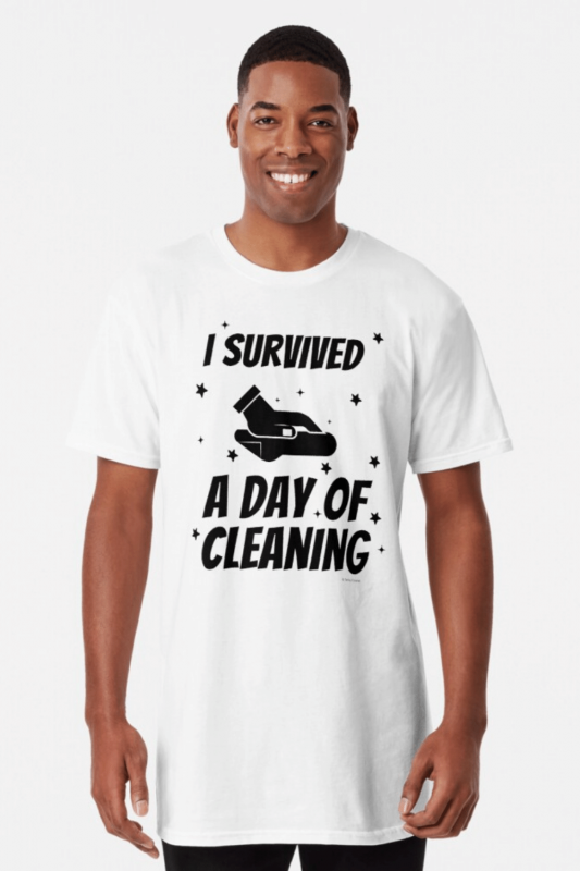 Survived A Day Of Cleaning Savvy Cleaner Funny Cleaning Shirts Long T-Shirt