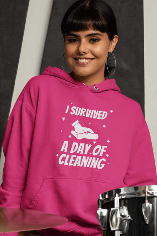 Survived a Day of Cleaning Savvy Cleaner Funny Cleaning Shirts Classic Pullover Hoodie